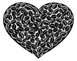 Roasted coffee beans forming a heart, love caffeine symbol design vector