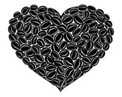 Roasted coffee beans forming a heart, love caffeine symbol design vector