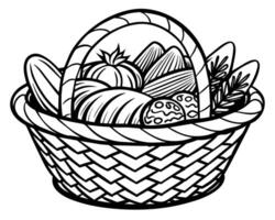 Big wicker basket with fruit image vector