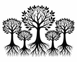 Tree with roots silhouette image vector