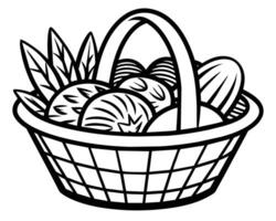 Big wicker basket with fruit image vector