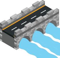 Bridge Over River with Asphalt Road vector