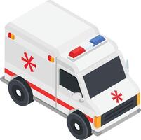 Isometric Ambulance with Flashing Lights vector