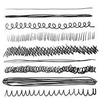 Set of artistic pen brushes. Hand drawn grunge strokes. Doodle lines, various dividers for web sites. vector