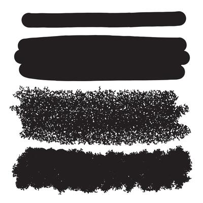 Set of brush strokes, various shapes. Collection of hand drawn different graphic elements.