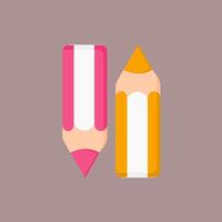 two pencils are shown in a flat style vector
