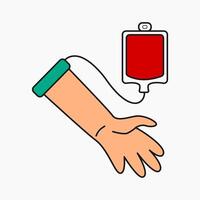 sangre donación icono con mano ilustración vector