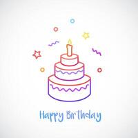 Happy birthday cake with burning candle vector