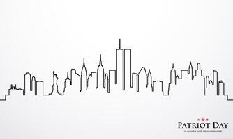 New York City Skyline One line style. vector