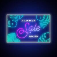 Neon summer sale banner vector