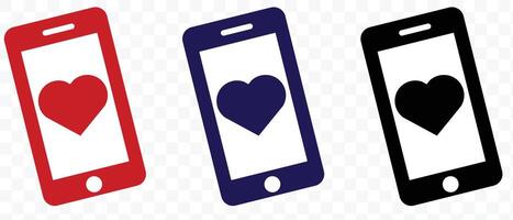 phone love icon set . phone. hard, love, icon illustration. vector