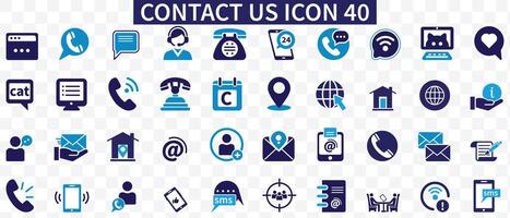 Contact icon set. Containing e-mail, phone, address, customer service, call, website, and more. Solid icons collection. vector