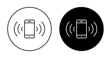 Phone with signal icon on black circle. Vibrating smartphone concept vector