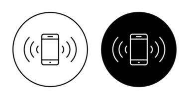 teléfono con señal icono en negro círculo. vibrante teléfono inteligente concepto vector