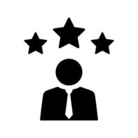 empleado silueta avatar icono con Tres estrellas. ejemplar trabajador concepto vector