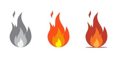 Fire flame icon in flat style. Bonfire, burn concept vector