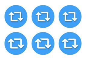 Repeat arrow icon set with shadow. Repost button vector
