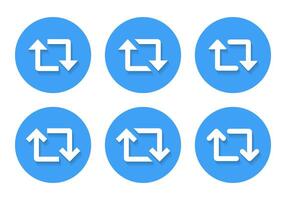 Repeat arrow icon set with shadow. Repost button vector