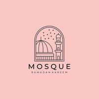 islamic logo line art design, mosque icon logo symbol emblem illustration design vector