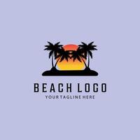 beach vintage retro minimalist logo illustration design vector