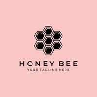 honey bee vintage retro minimalist logo illustration design vector