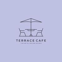 terrace cafe logo icon line art minimalist illustration design vector