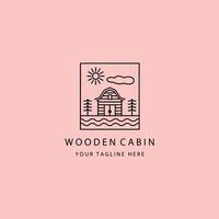 wood cabin line art minimalist logo illustration design creative icon vector