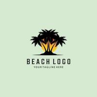 beach vintage retro minimalist logo illustration design vector