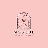 Alabama aqsa mezquita mínimo logo símbolo ilustración diseño, al-isra wal-mi'raj masjidil al-aqsa línea Arte diseño vector