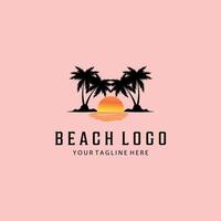 beach vintage retro minimalist logo illustration design vector