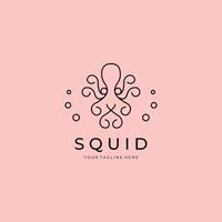 squid logo line art illustration design vector