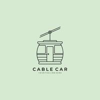 Cable car logo line art minimalist illustration simple icon design vector