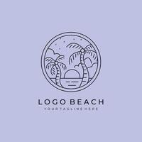 tropical island line art logo minimalist simple illustration template icon design vector