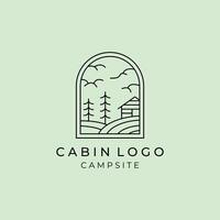 wooden cabin line art logo illustration design, outdoor minimalist logo design vector