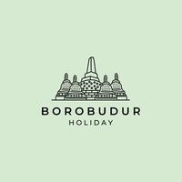 line art borobudur minimalist logo design vector