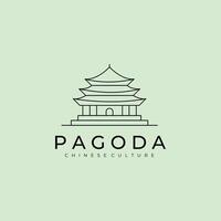 pagoda temple line art minimalist logo symbol illustration design vector