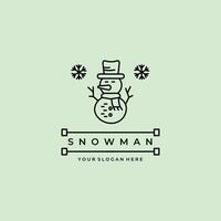 line art minimalist snowman logo design vector