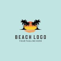 beach vintage retro minimalist logo illustration design vector