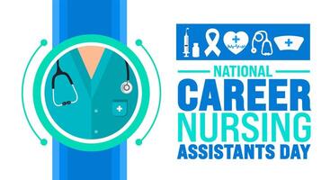 June is National career nursing assistants day background template. Holiday concept. use to background, banner, placard, card, and poster design template with text inscription and standard color. vector