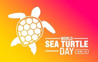 16 June is World sea turtle day background template. Holiday concept. use to background, banner, placard, card, and poster design template with text inscription and standard color. vector