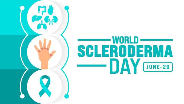 29 June is World scleroderma day background template. Holiday concept. use to background, banner, placard, card, and poster design template with text inscription and standard color. vector