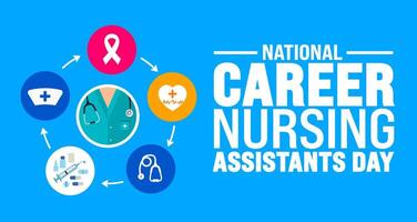 June is National career nursing assistants day background template. Holiday concept. use to background, banner, placard, card, and poster design template with text inscription and standard color. vector