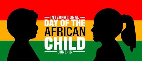 16 June is International day of the African child background template. Holiday concept. use to background, banner, placard, card, and poster design template with text inscription and standard color. vector