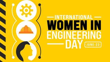 23 June is International women in engineering day background template. Holiday concept. use to background, banner, placard, card, and poster design template with text inscription and standard color. vector