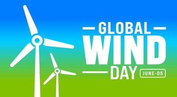 05 June is Global wind day background template. Holiday concept. use to background, banner, placard, card, and poster design template with text inscription and standard color. vector