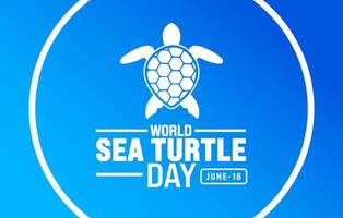 16 June is World sea turtle day background template. Holiday concept. use to background, banner, placard, card, and poster design template with text inscription and standard color. vector