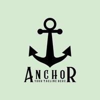 anchor vintage retro minimalist logo illustration design vector