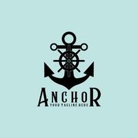 anchor vintage retro minimalist logo illustration design vector
