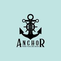 anchor vintage retro minimalist logo illustration design vector