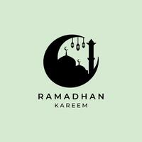 ramadan kareem mosque logo islamic illustration design vector
